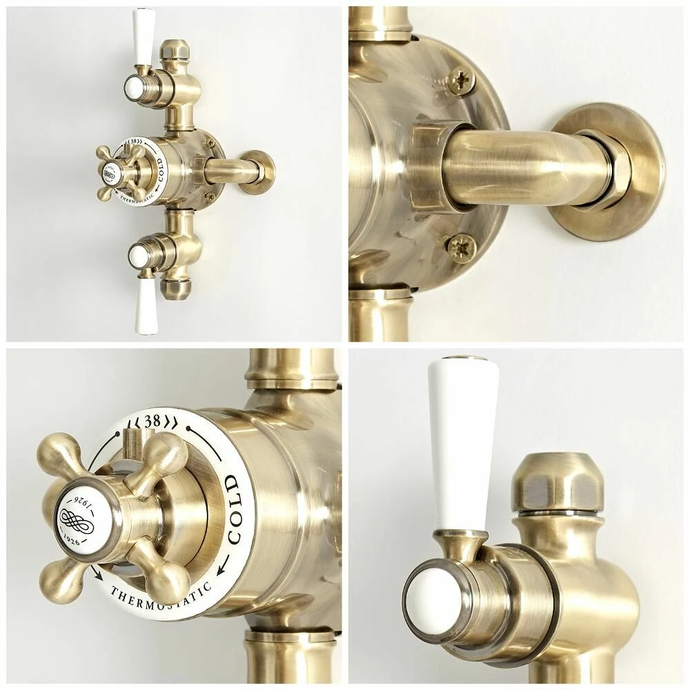 Milano Elizabeth - Traditional Triple Exposed Thermostatic Shower Valve - Brushed Gold - Image 3