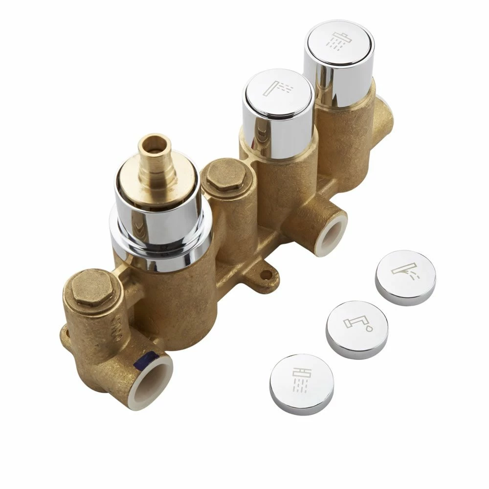 Milano Orta - Modern 2 Outlet Round Push Button Shower Valve - Chrome - Image 5