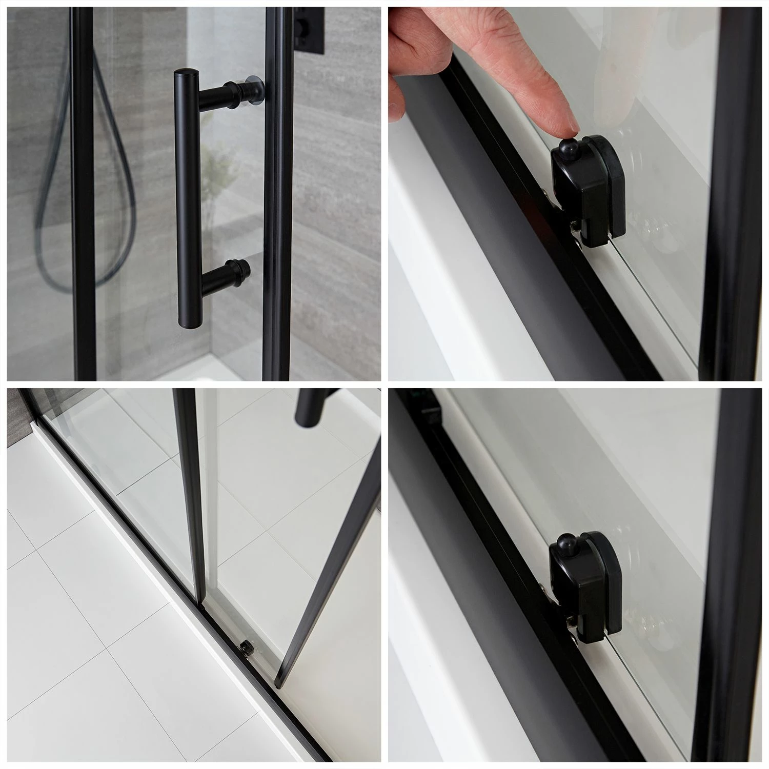 Milano Nero - Black Sliding Shower Door With Tray - Choice Of Sizes - Image 3