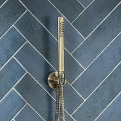 Milano Monet - Modern Round Hand Shower With Wall Bracket And Integrated Outlet Elbow - Antique Brass