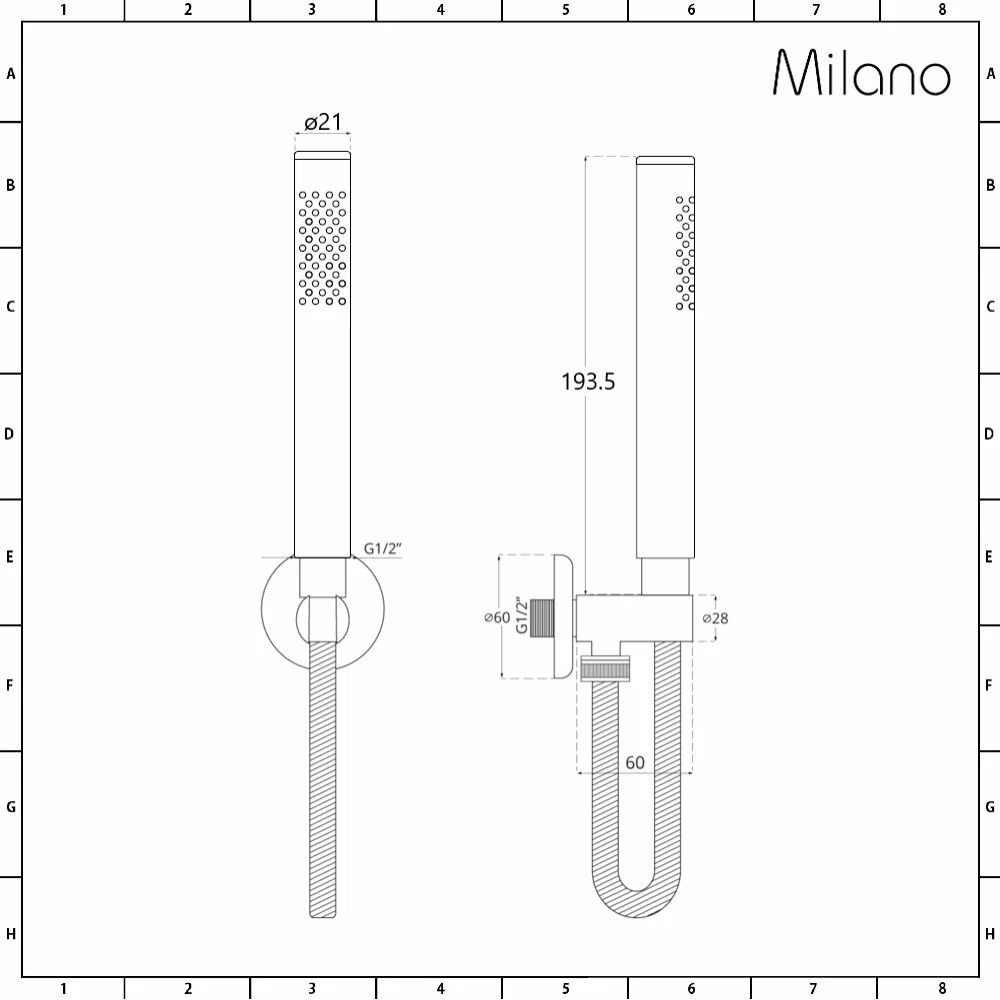 Milano Monet - Modern Round Hand Shower With Wall Bracket And Integrated Outlet Elbow - Antique Brass - Image 4