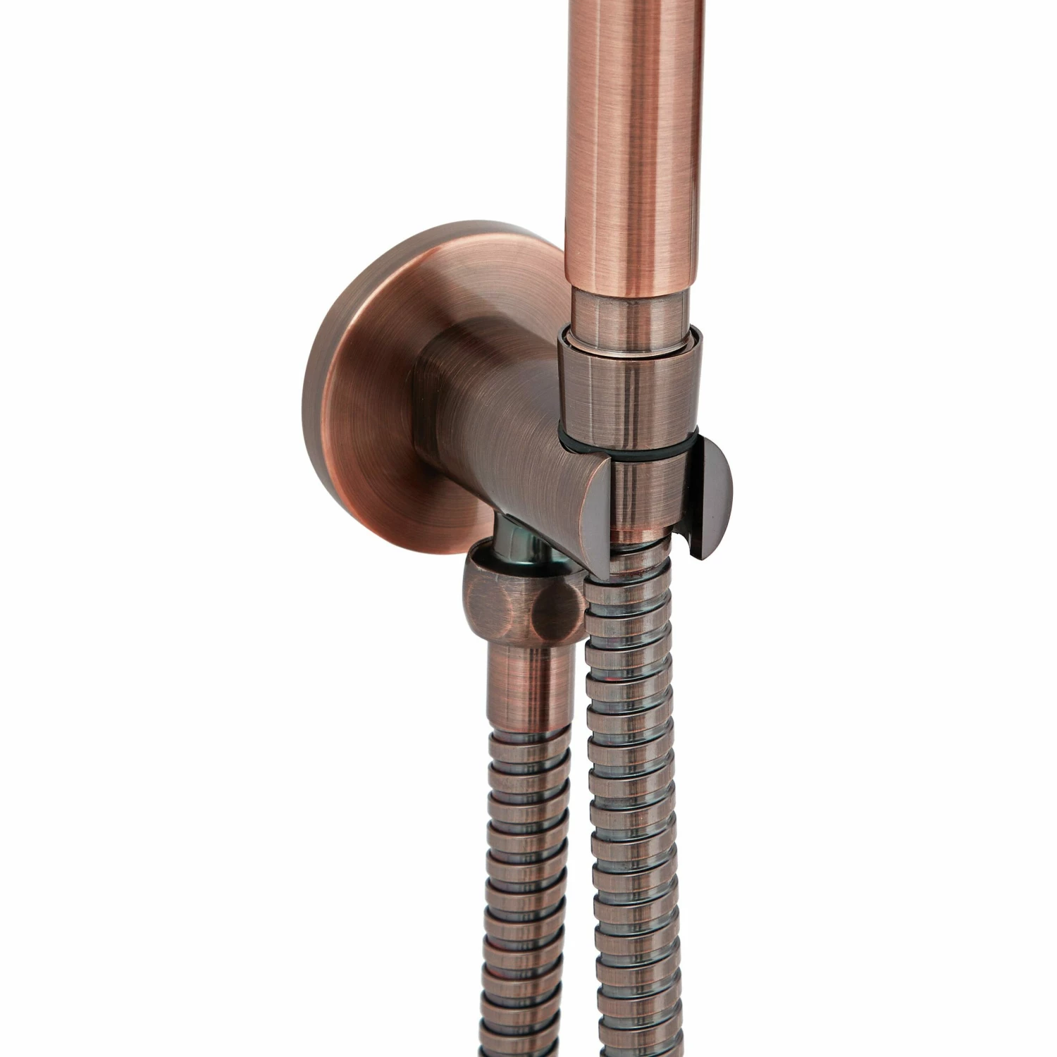 Milano Eris - Modern Round Outlet Elbow And Bracket For Hand Showers - Copper - Image 2