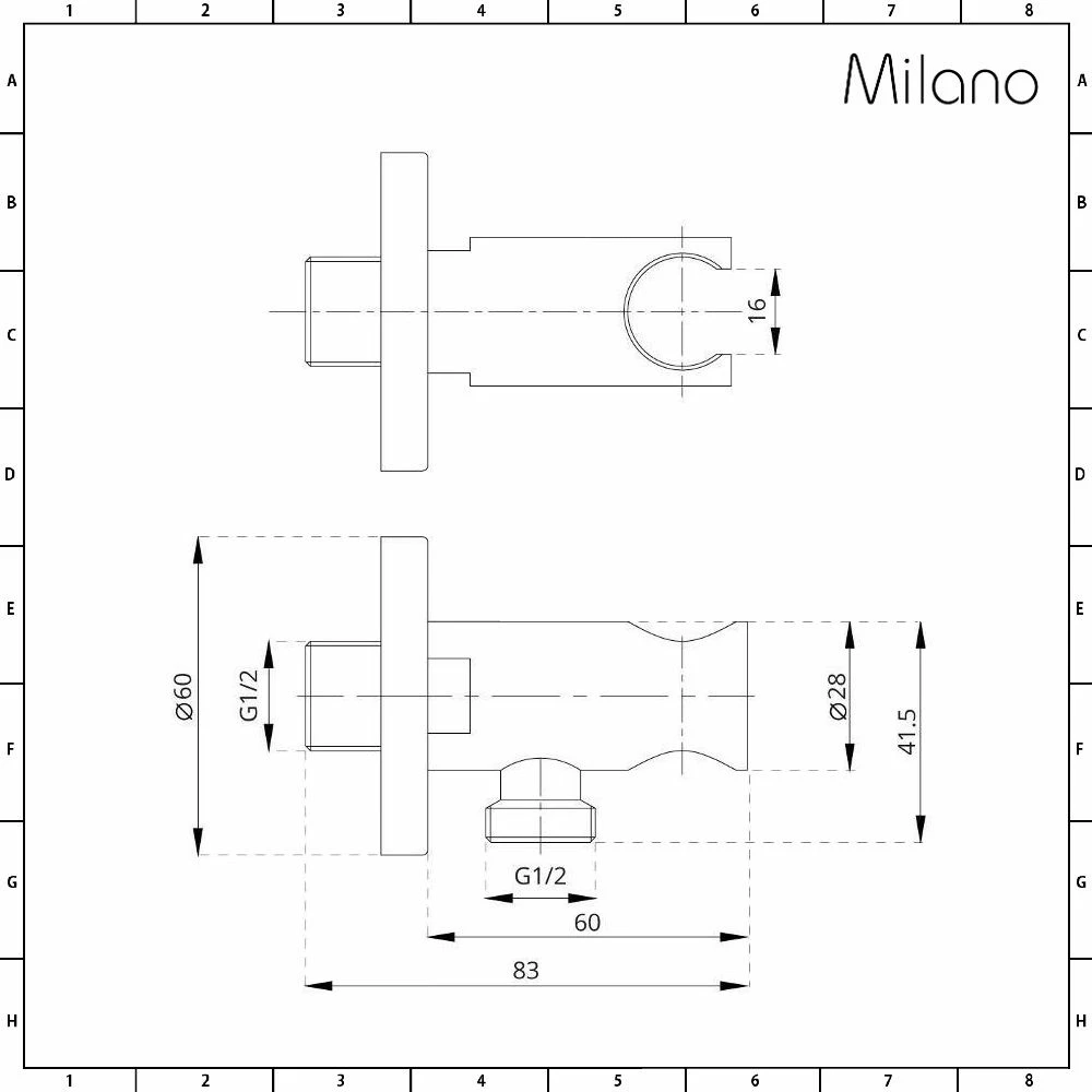 Milano Eris - Modern Round Outlet Elbow And Bracket For Hand Showers - Copper - Image 5
