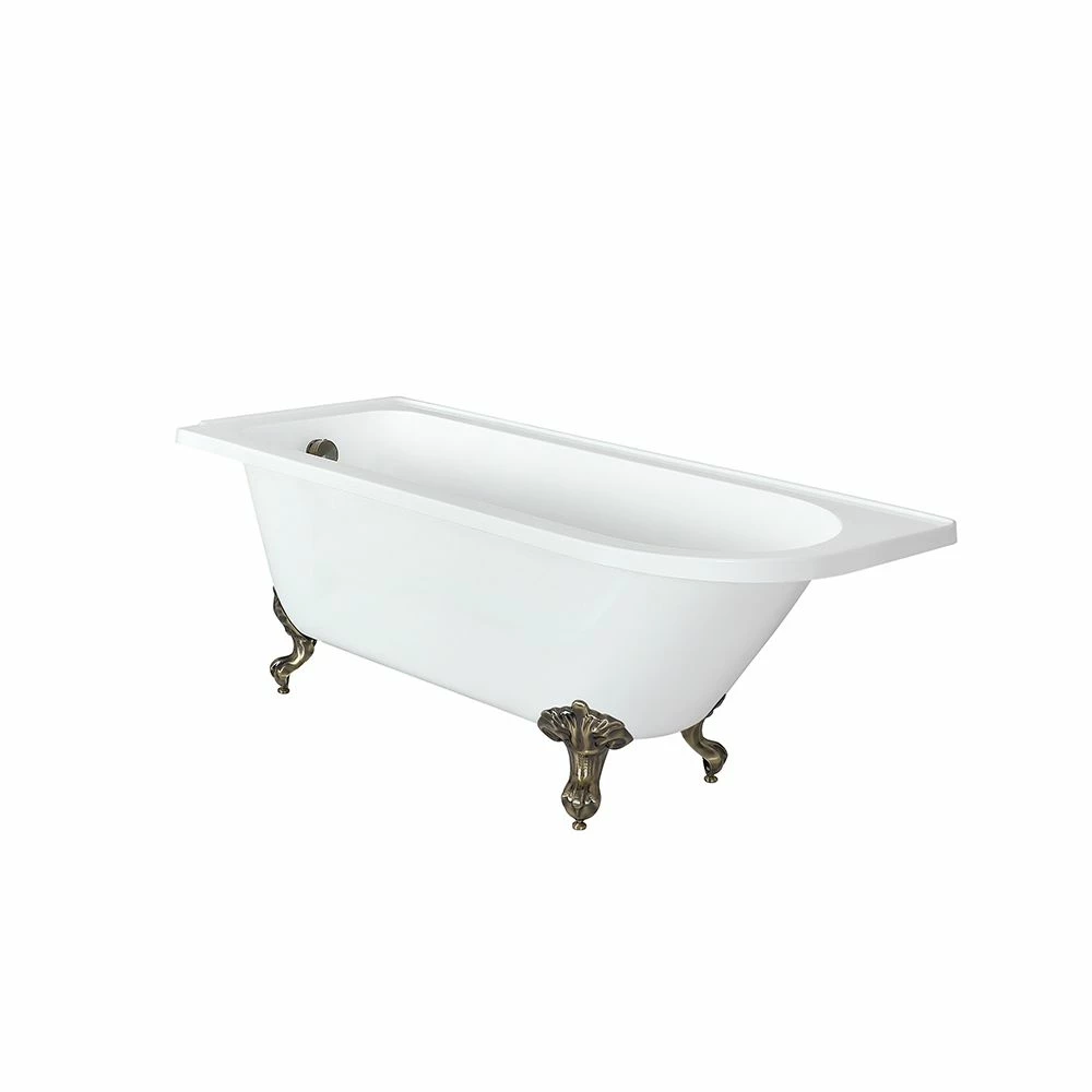 Milano Legend - White Traditional Freestanding Corner Bath With Brushed Gold Feet - 1685mm X 750mm - Left/Right Hand Options