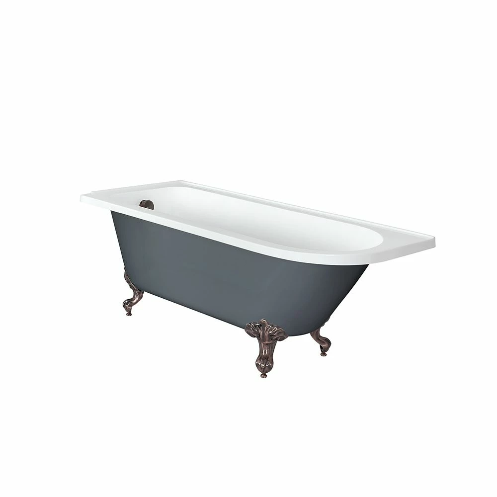 Milano Hest - Stone Grey Traditional Freestanding Corner Bath With Oil Rubbed Bronze Feet - 1685mm X 750mm - Left/Right Hand Options