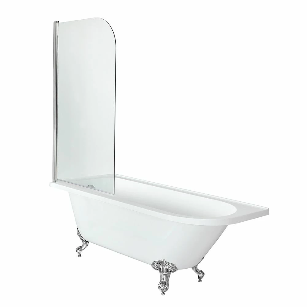 Milano Legend - White Traditional Freestanding Corner Shower Bath With Chrome Feet And Screen - 1685mm X 750mm - Left/Right Hand Options - Image 5