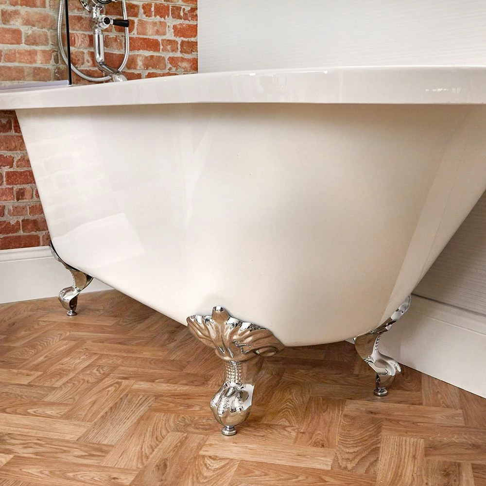 Milano Legend - White Traditional Freestanding Corner Shower Bath With Chrome Feet And Screen - 1685mm X 750mm - Left/Right Hand Options - Image 3