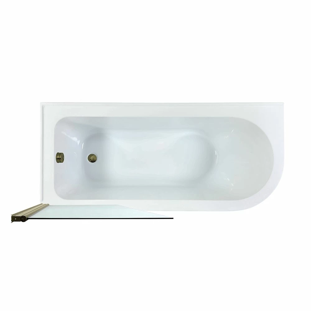 Milano Hest - Stone Grey Traditional Freestanding Corner Shower Bath With Brushed Gold Feet And Screen - 1685mm X 750mm - Left/Right Hand Options - Image 6