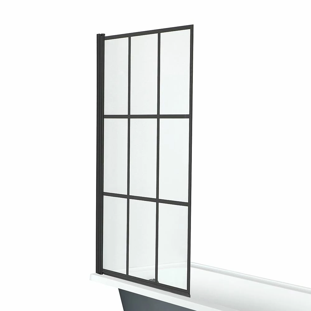 Milano Hest - Stone Grey Traditional Freestanding Corner Shower Bath With Black Feet And Black Grid Screen - 1685mm X 750mm - Left/Right Hand Options - Image 7