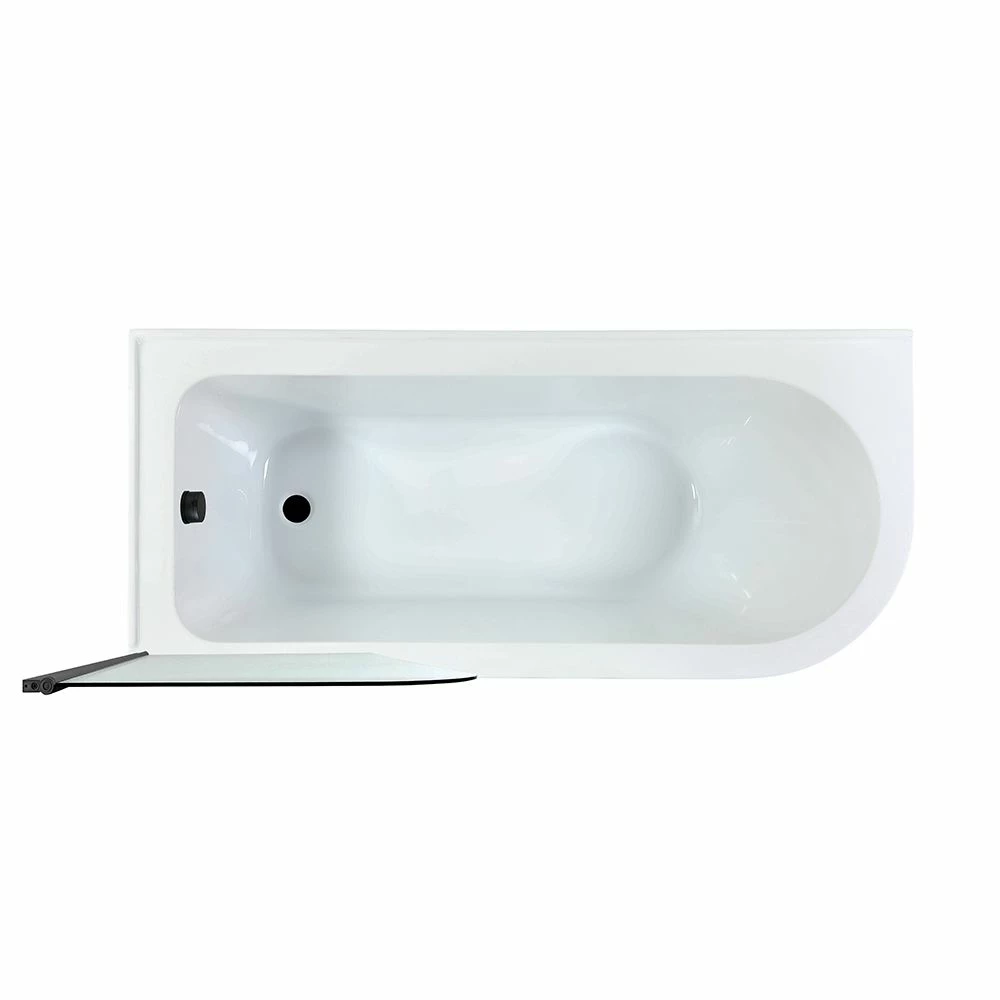 Milano Hest - Stone Grey Traditional Freestanding Corner Shower Bath With Black Feet And Screen - 1685mm X 750mm - Left/Right Hand Options - Image 6