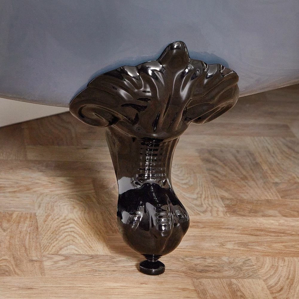 Milano Hest - Stone Grey Traditional Freestanding Corner Shower Bath With Black Feet And Screen - 1685mm X 750mm - Left/Right Hand Options - Image 4