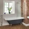 Milano Hest - Stone Grey Traditional Freestanding Corner Shower Bath With Chrome Feet And Screen - 1685mm X 750mm - Left/Right Hand Options