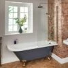 Milano Hest - Stone Grey Traditional Freestanding Corner Shower Bath With Screen - 1685mm X 750mm - Choice Of Feet And Left/Right Hand Options