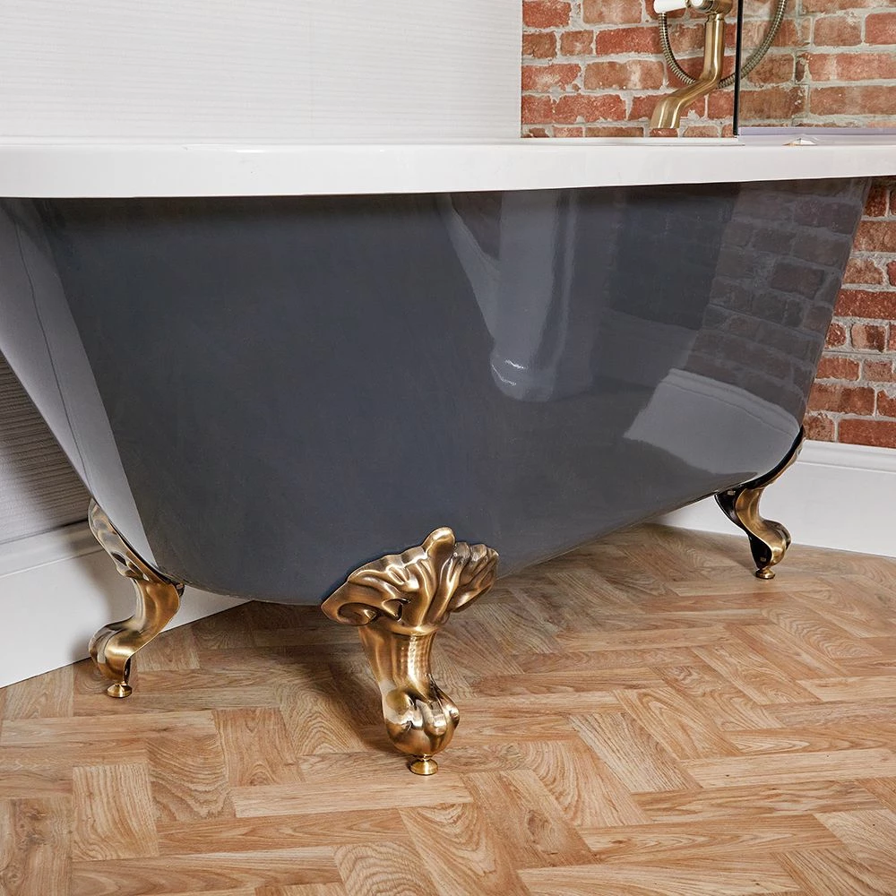 Milano Hest - Stone Grey Traditional Freestanding Corner Shower Bath With Screen - 1685mm X 750mm - Choice Of Feet And Left/Right Hand Options - Image 3