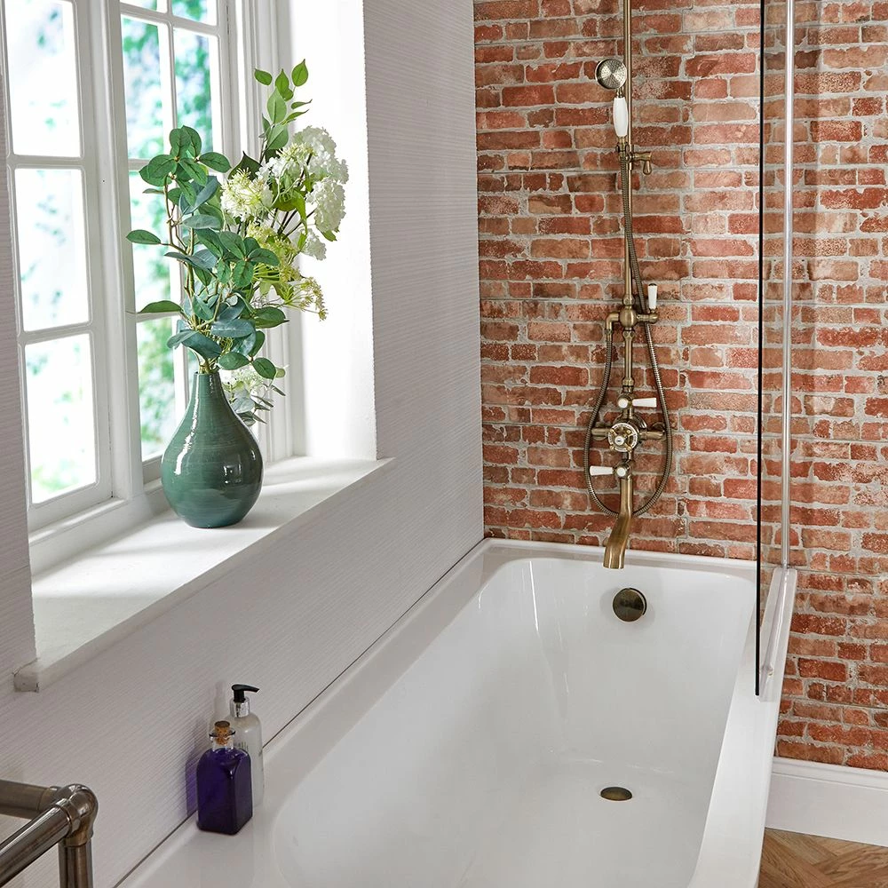 Milano Hest - Stone Grey Traditional Freestanding Corner Shower Bath With Screen - 1685mm X 750mm - Choice Of Feet And Left/Right Hand Options - Image 4