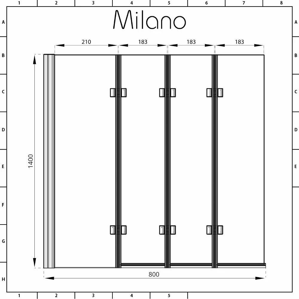 Milano Portland - Folding Shower Bath Screen - Image 8