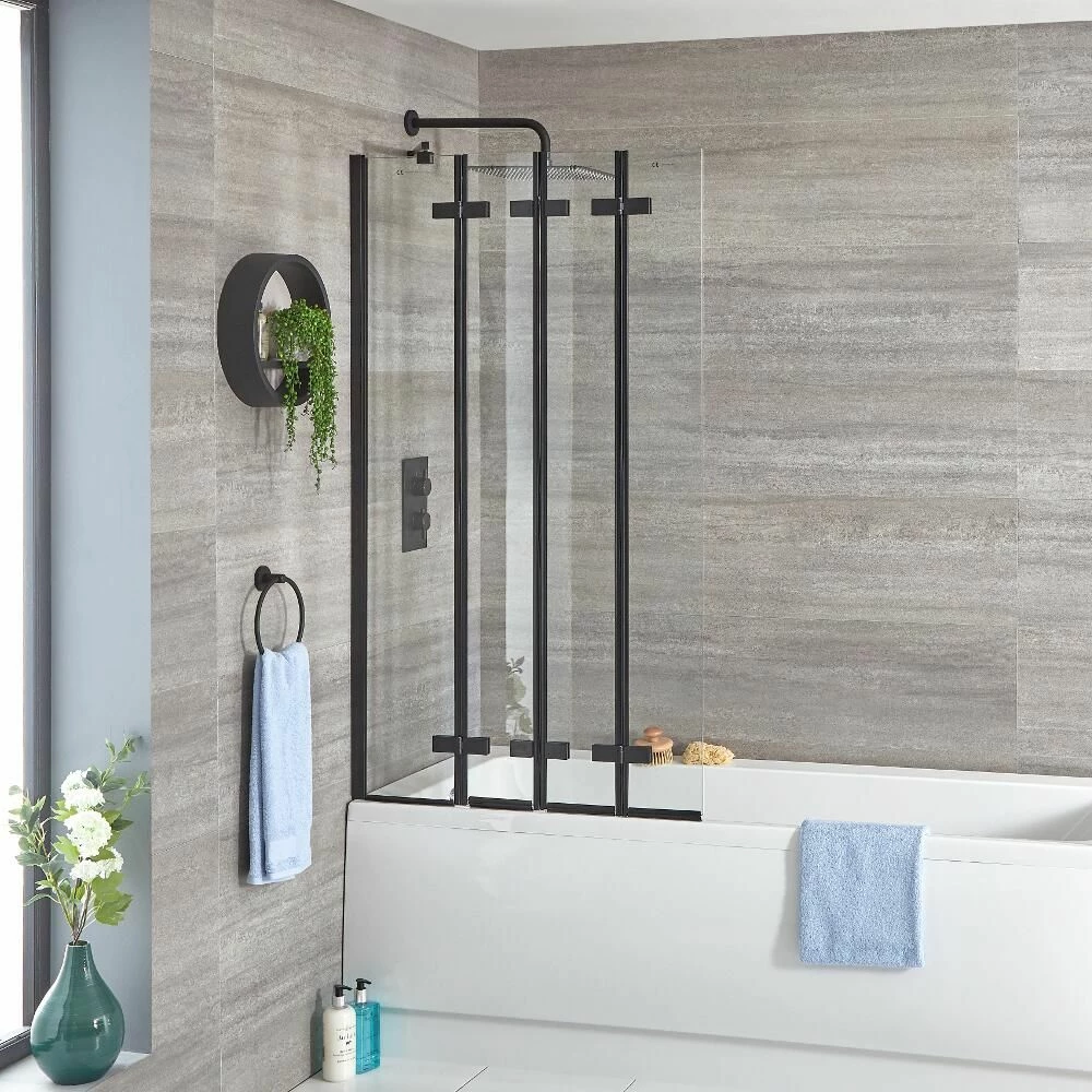 Milano Nero - Black Folding Bath Screen - Image 2