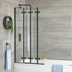 Milano Nero - Black Folding Bath Screen