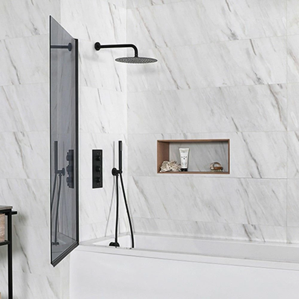 Milano Nero-Luna - Smoked Glass Bath Shower Screen - Image 2
