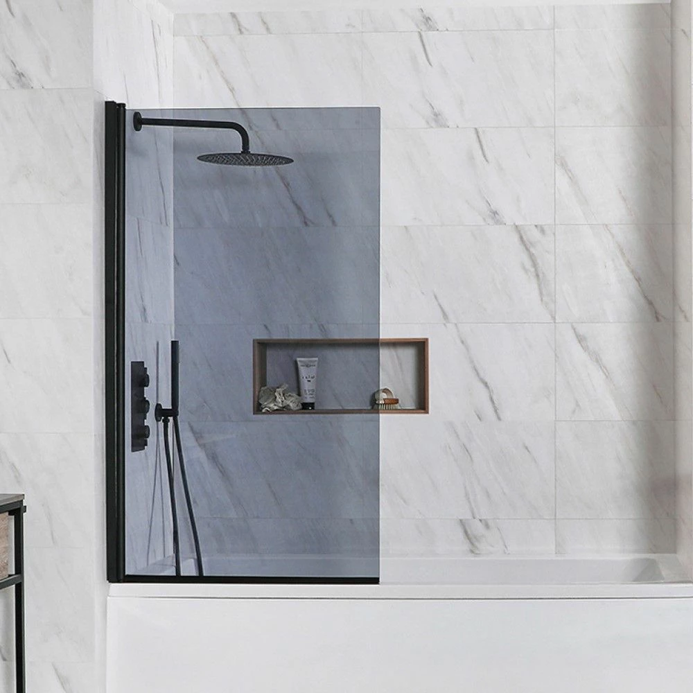 Milano Nero-Luna - Smoked Glass Bath Shower Screen