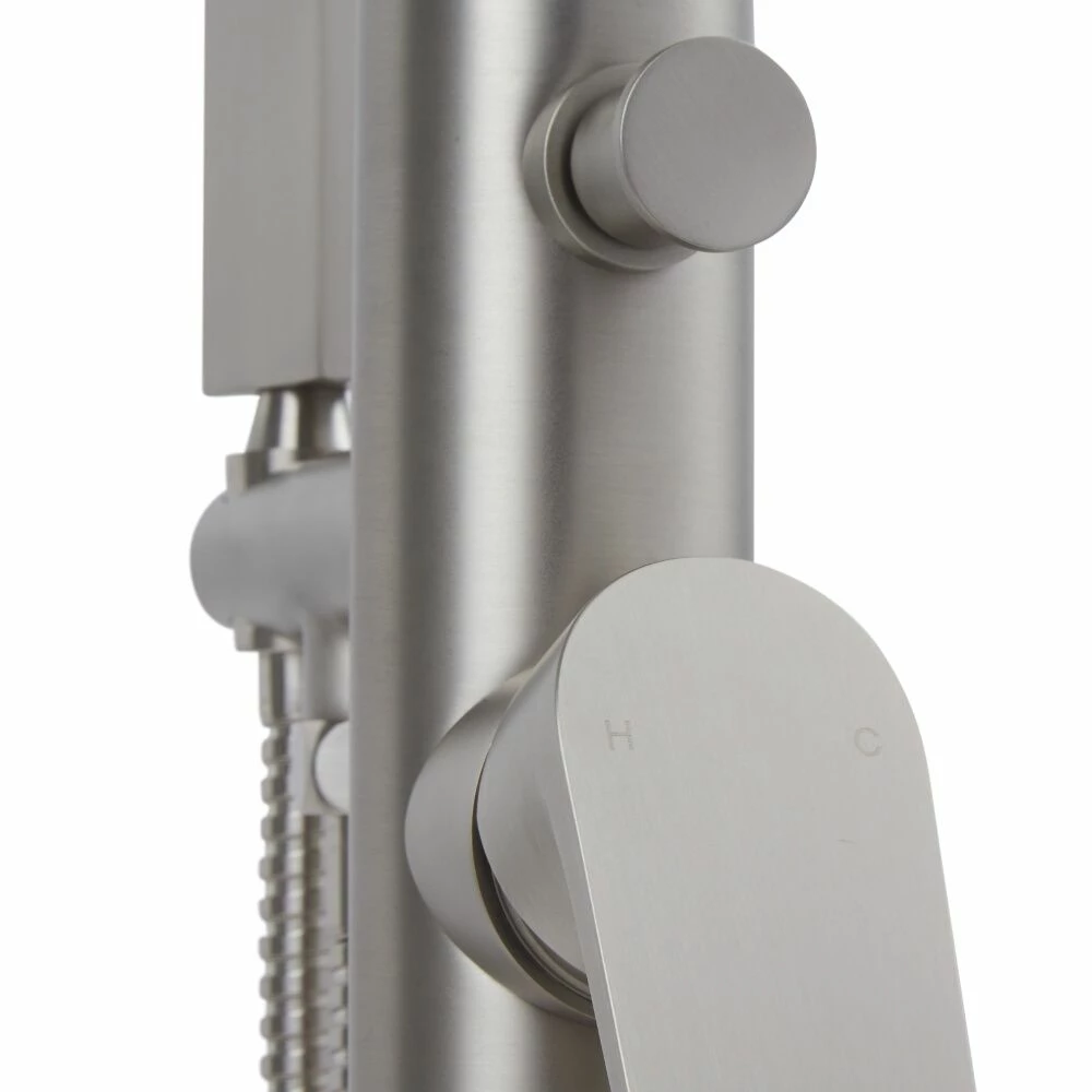 Milano Hunston - Modern Freestanding Bath Shower Mixer Tap With Hand Shower - Brushed Nickel - Image 4