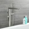 Milano Hunston - Modern Freestanding Bath Shower Mixer Tap With Hand Shower - Brushed Nickel