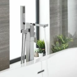 Milano Arvo - Modern Freestanding Bath Shower Mixer Tap And Hand Shower - Chrome