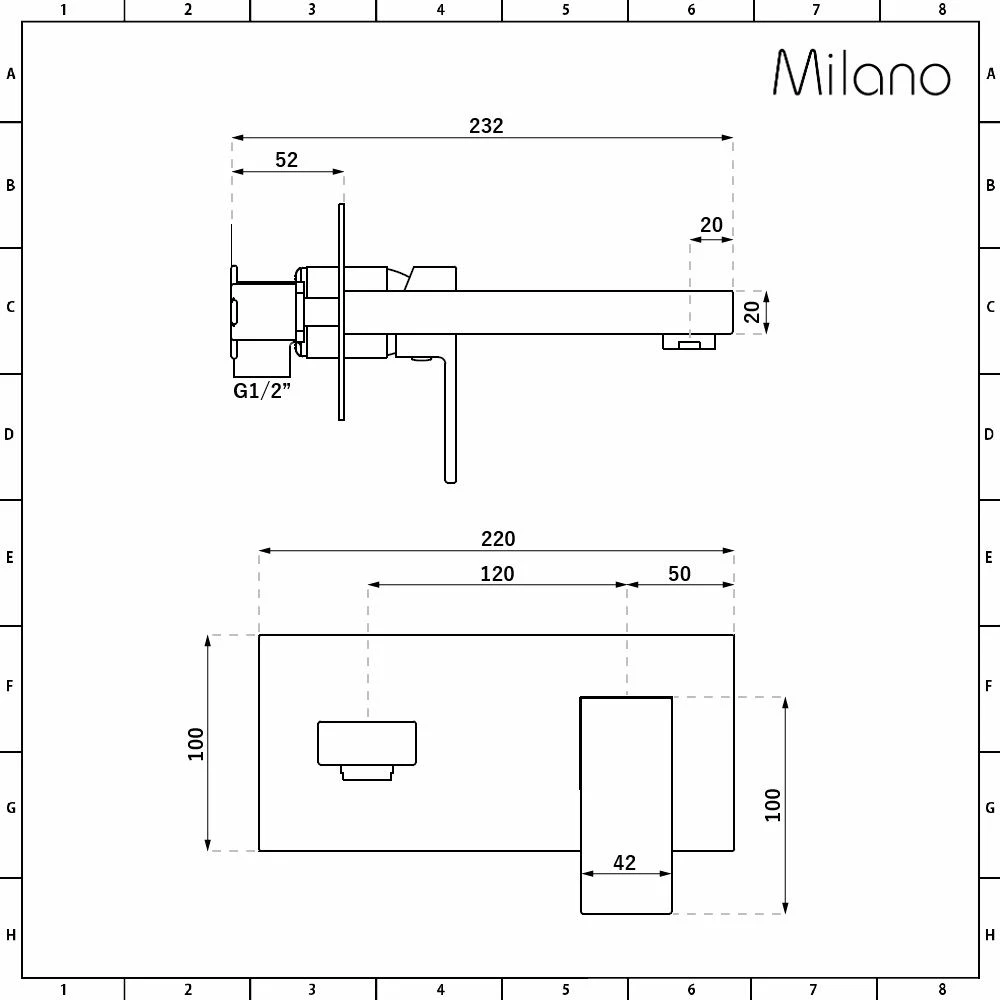 Milano Orno - Modern Wall Mounted Basin Mixer Tap - Gun Metal Grey - Image 6