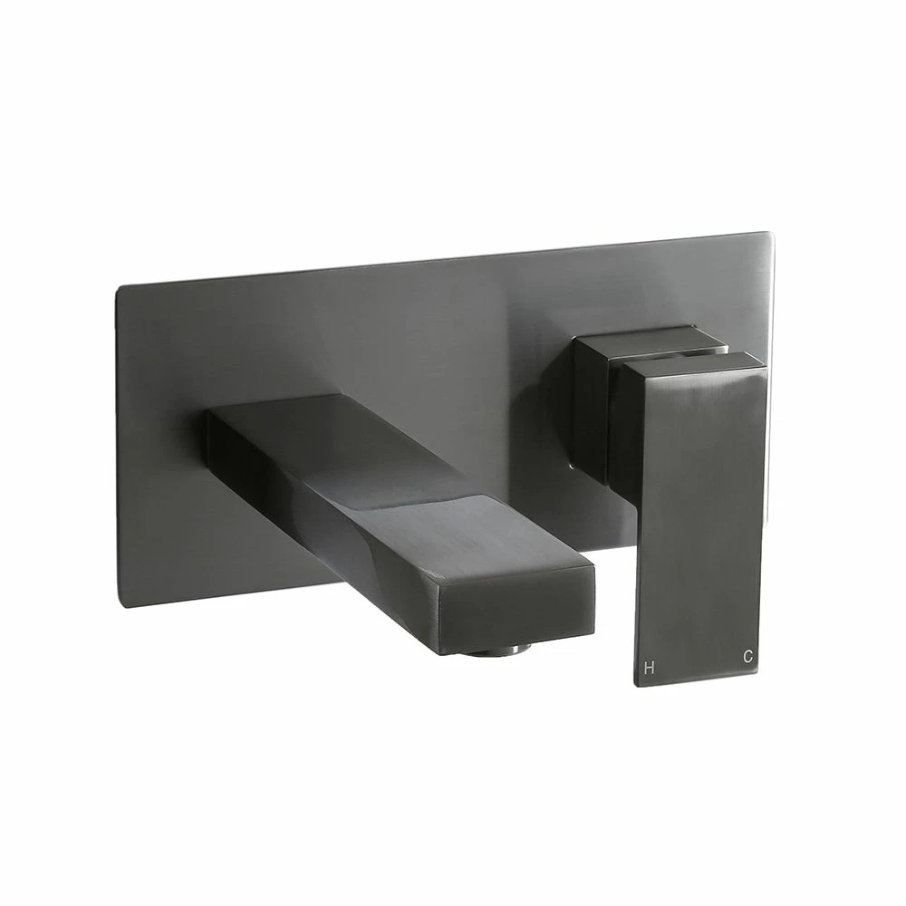 Milano Orno - Modern Wall Mounted Basin Mixer Tap - Gun Metal Grey - Image 2