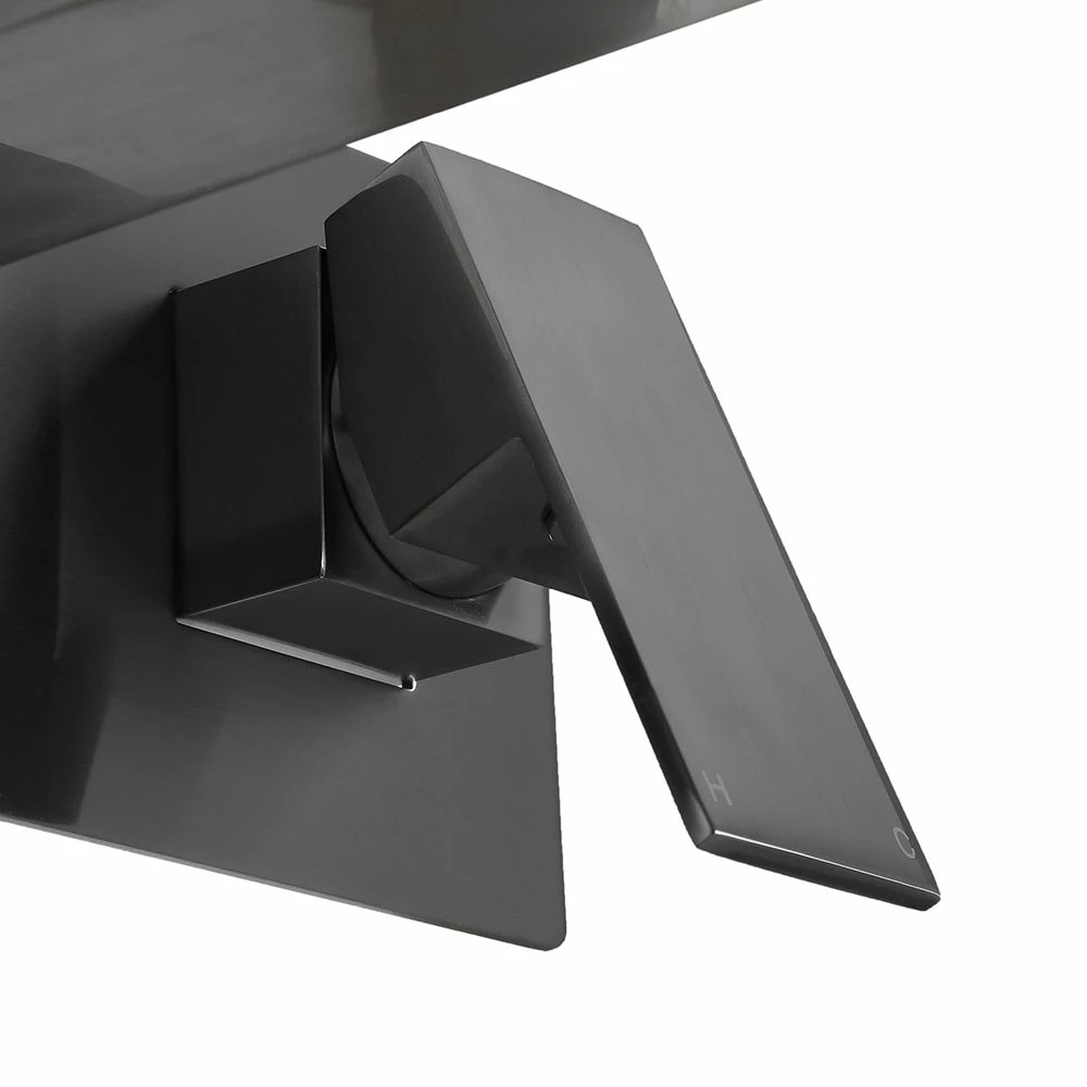 Milano Orno - Modern Wall Mounted Basin Mixer Tap - Gun Metal Grey - Image 5