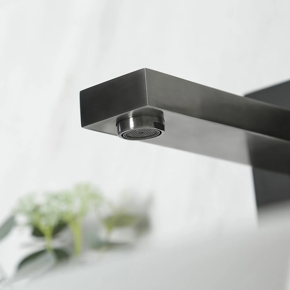 Milano Orno - Modern Wall Mounted Basin Mixer Tap - Gun Metal Grey - Image 3