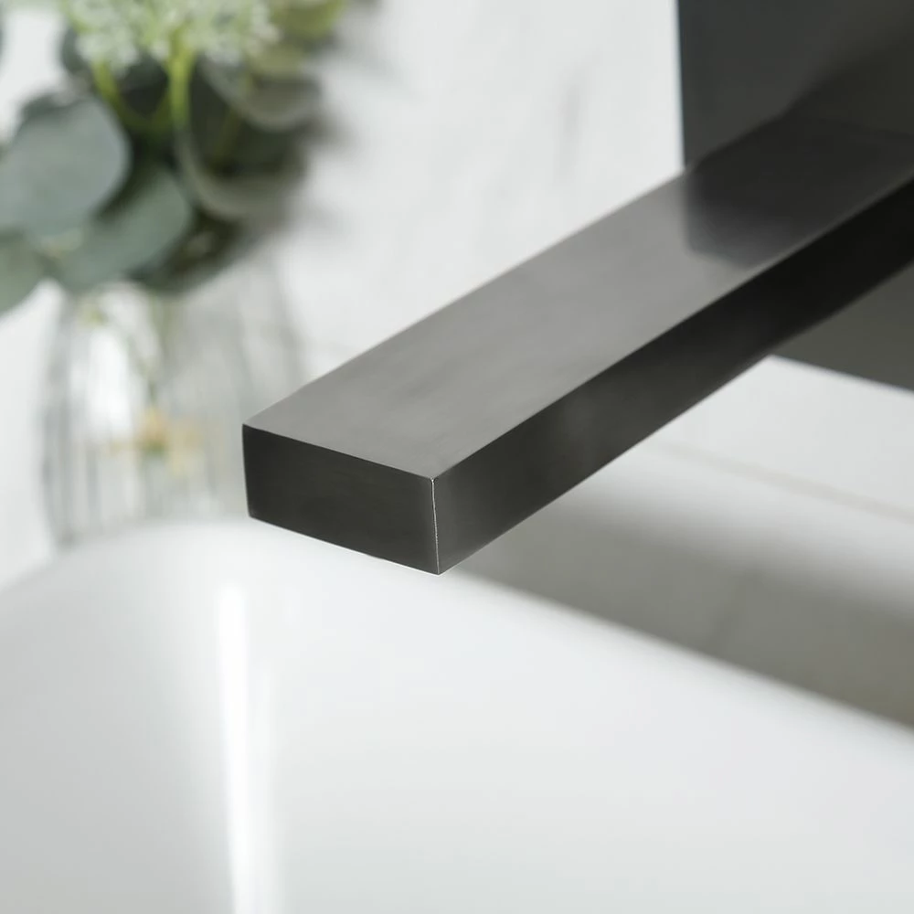 Milano Orno - Modern Wall Mounted Basin Mixer Tap - Gun Metal Grey - Image 4