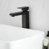 Milano Preto - Modern High Rise Mono Basin Mixer Tap - Black