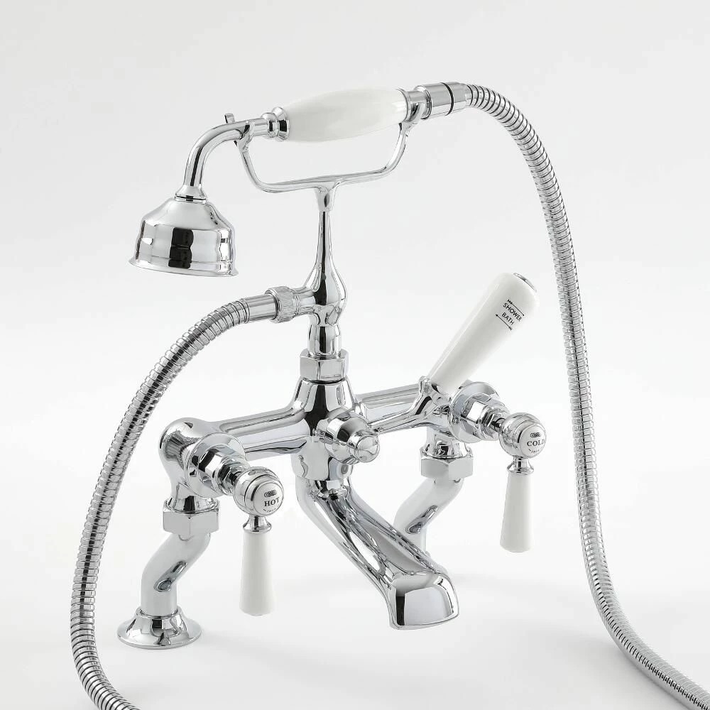 Milano Elizabeth - Traditional Lever Bath Shower Mixer Tap - Chrome And White - Image 3
