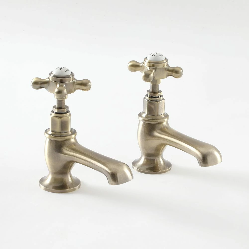 Milano Elizabeth - Traditional Crosshead Basin Pillar Taps - Brushed Gold - Image 3