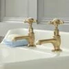 Milano Elizabeth - Traditional Crosshead Basin Pillar Taps - Brushed Gold