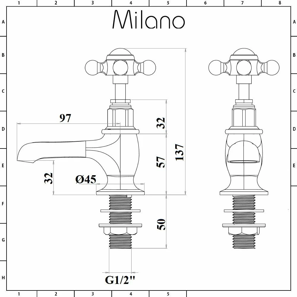 Milano Elizabeth - Traditional Crosshead Basin Pillar Taps - Brushed Gold - Image 5