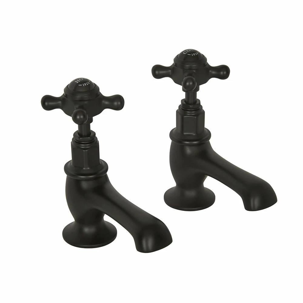 Milano Elizabeth - Traditional Crosshead Basin Pillar Taps - Black - Image 2