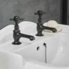 Milano Elizabeth - Traditional Crosshead Basin Pillar Taps - Black