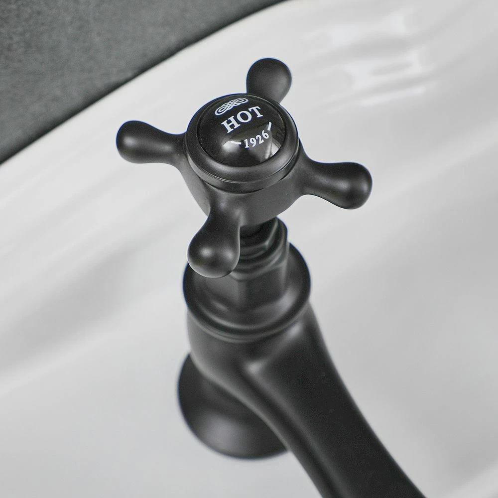 Milano Elizabeth - Traditional Crosshead Basin Pillar Taps - Black - Image 4