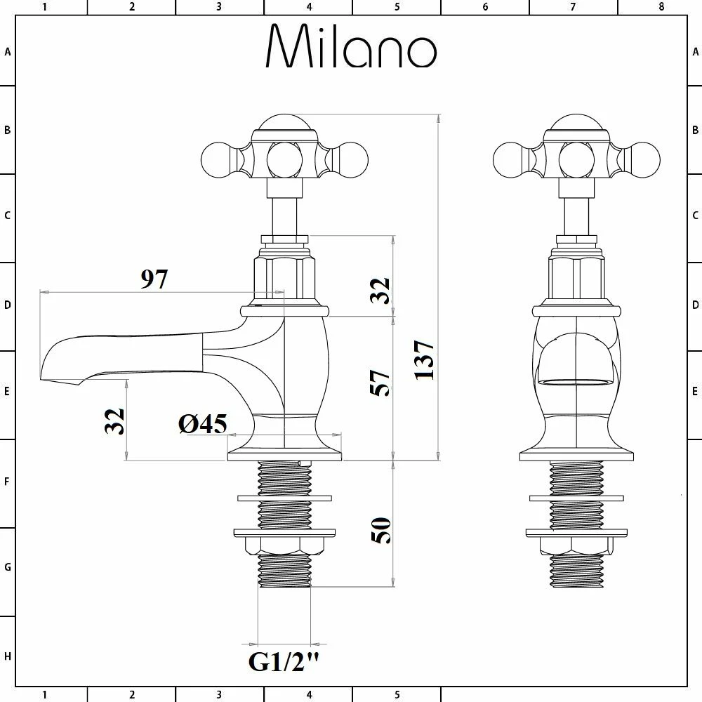 Milano Elizabeth - Traditional Crosshead Basin Pillar Taps - Black - Image 5