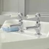 Milano Elizabeth - Traditional Lever Basin Pillar Taps - Chrome And White