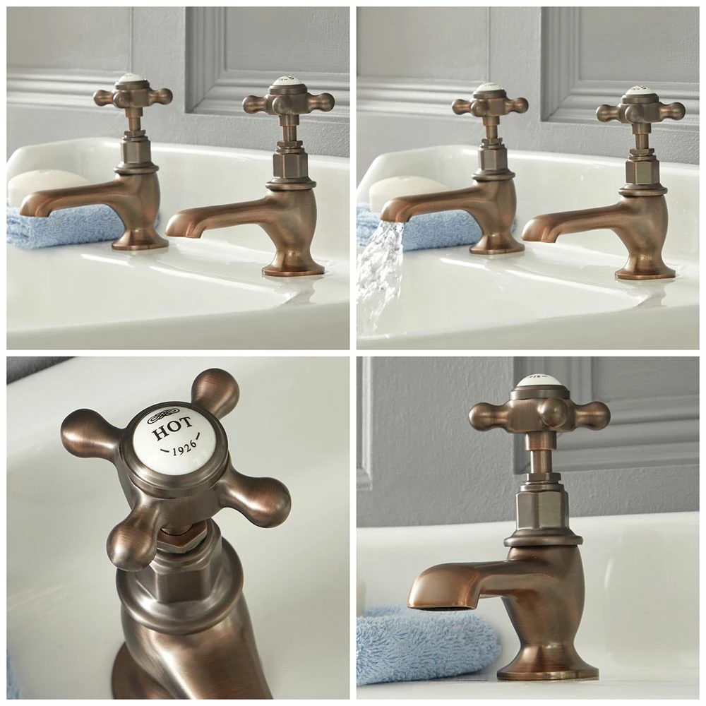 Milano Elizabeth - Traditional Crosshead Basin Pillar Taps - Oil Rubbed Bronze - Image 2
