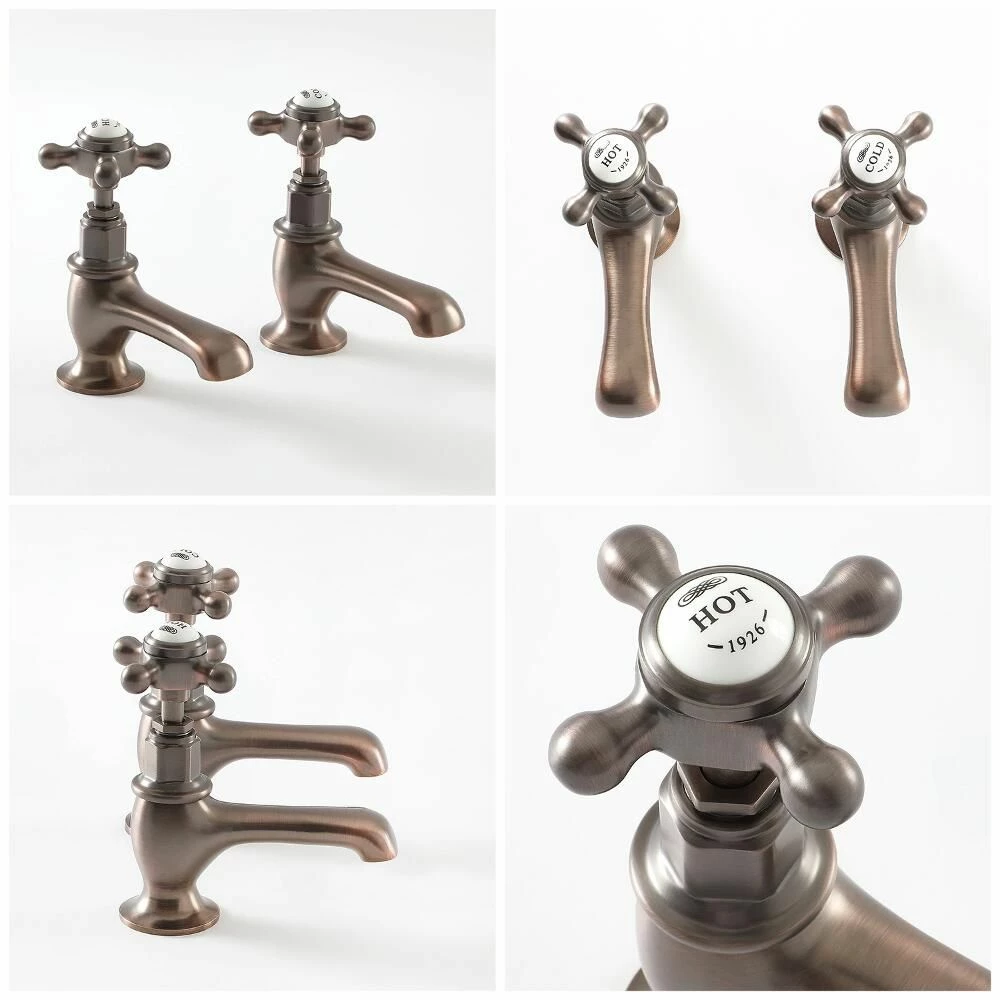 Milano Elizabeth - Traditional Crosshead Basin Pillar Taps - Oil Rubbed Bronze - Image 4