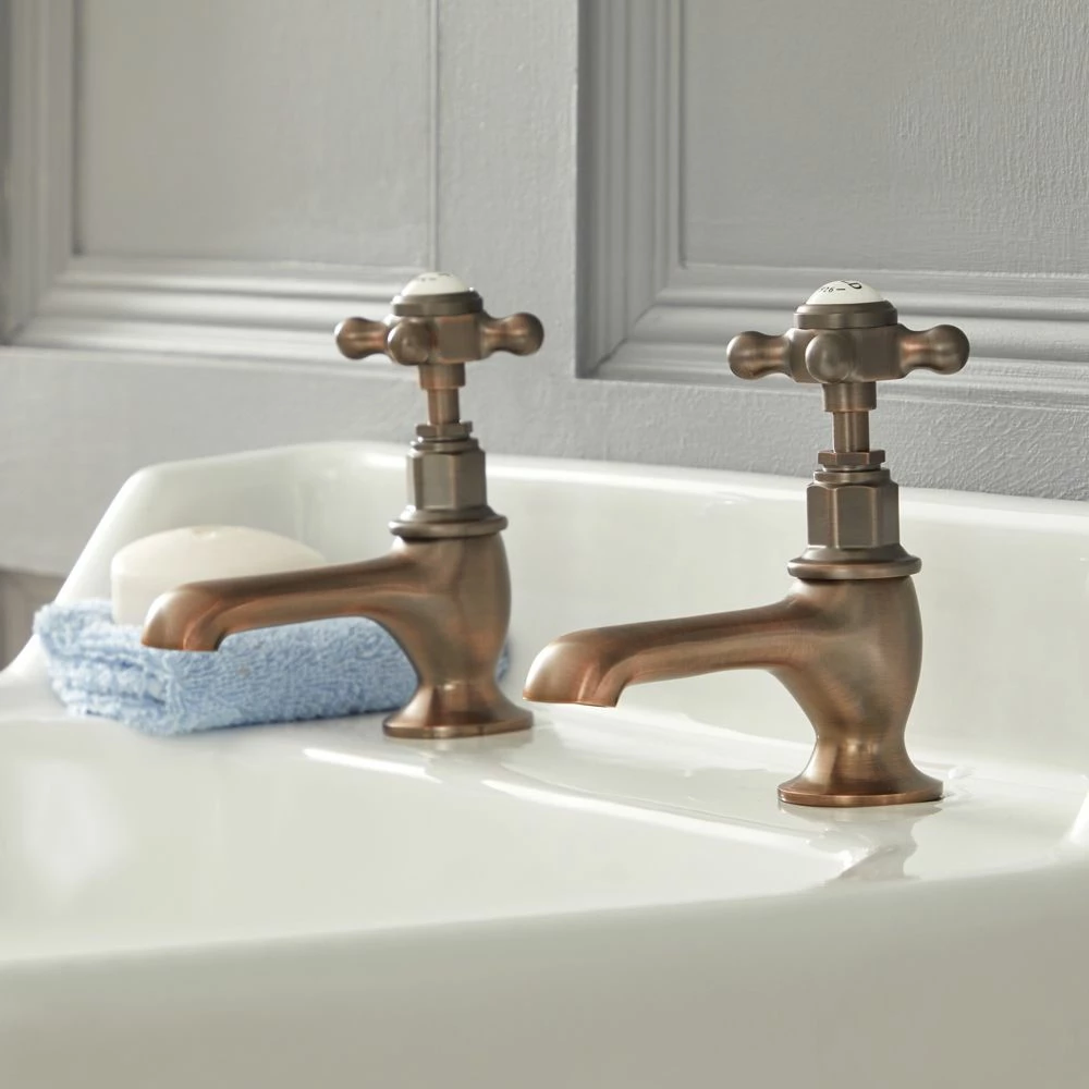 Milano Elizabeth - Traditional Crosshead Basin Pillar Taps - Oil Rubbed Bronze