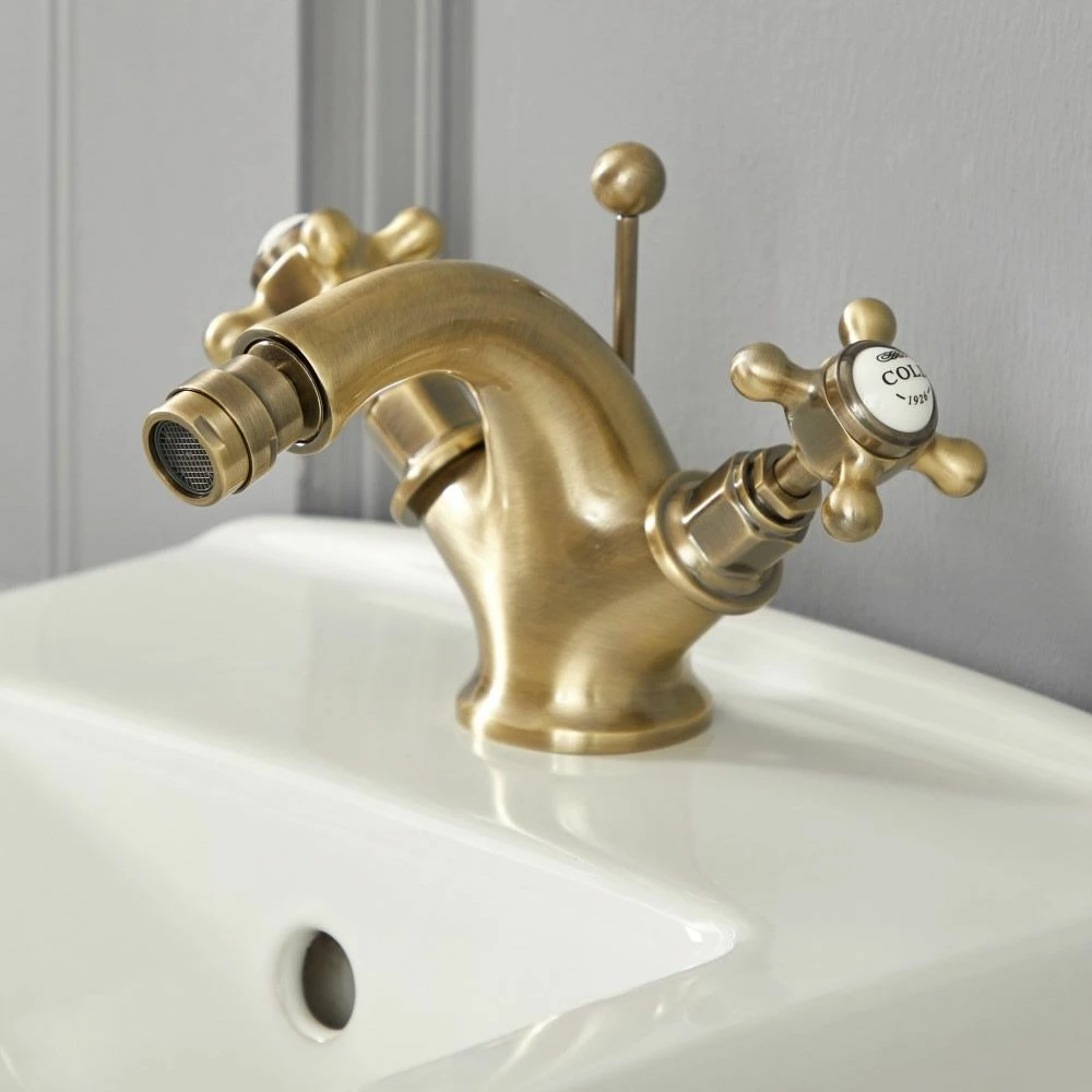 Milano Elizabeth - Traditional Crosshead Mono Bidet Mixer Tap - Brushed Gold
