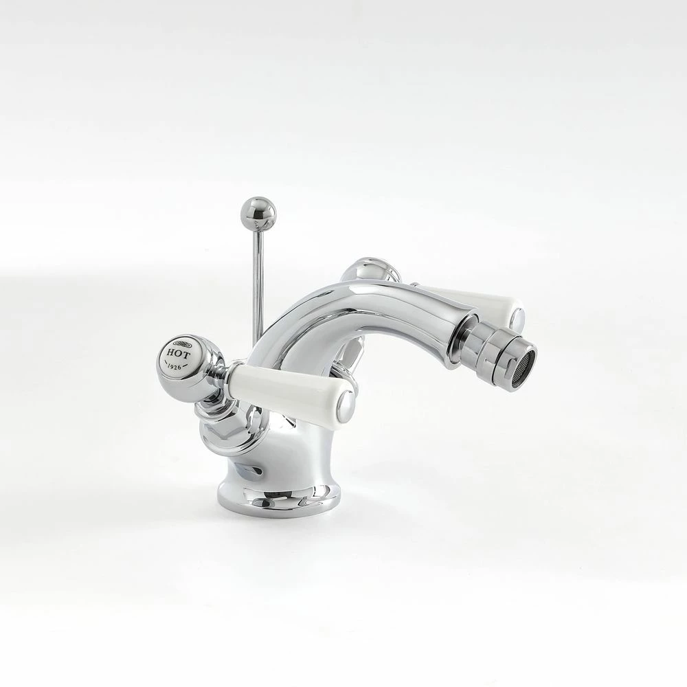 Milano Elizabeth - Traditional Lever Mono Bidet Mixer Tap - Chrome And White - Image 3