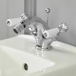 Milano Elizabeth - Traditional Lever Mono Bidet Mixer Tap - Chrome And White