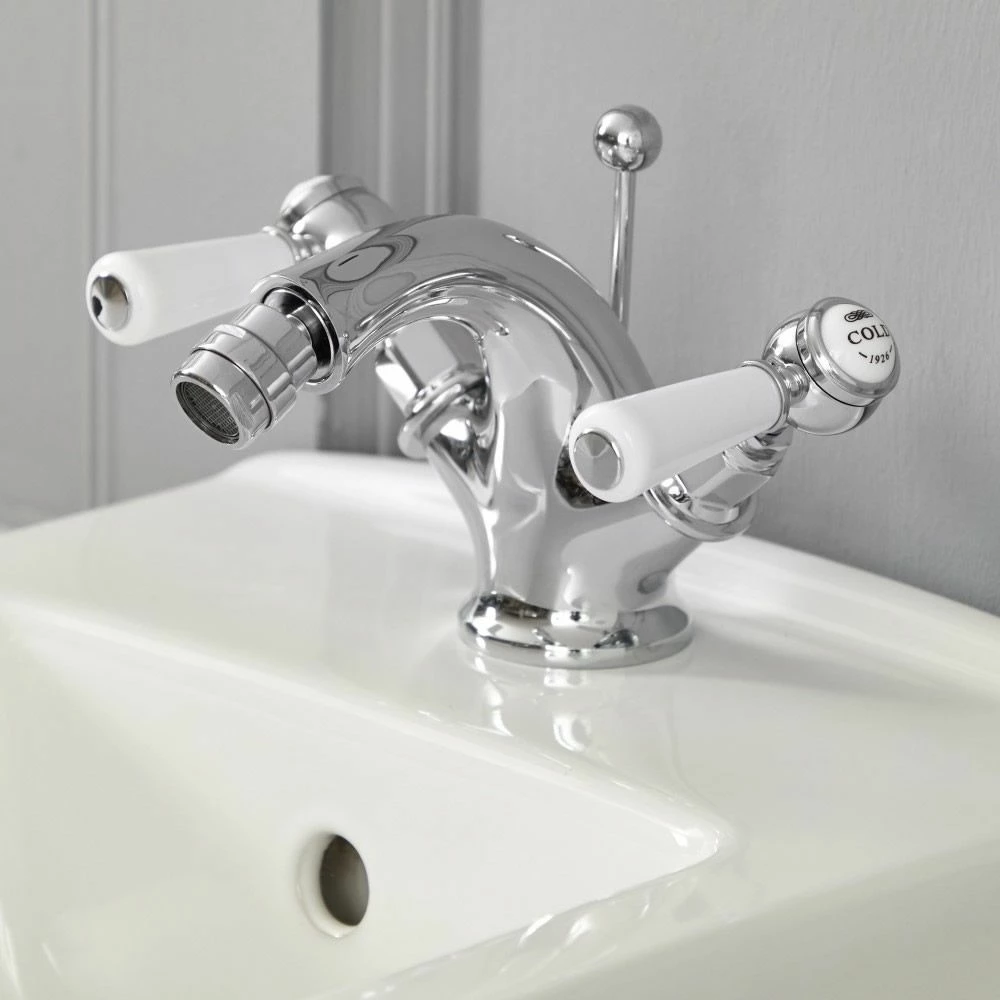 Milano Elizabeth - Traditional Lever Mono Bidet Mixer Tap - Chrome And White