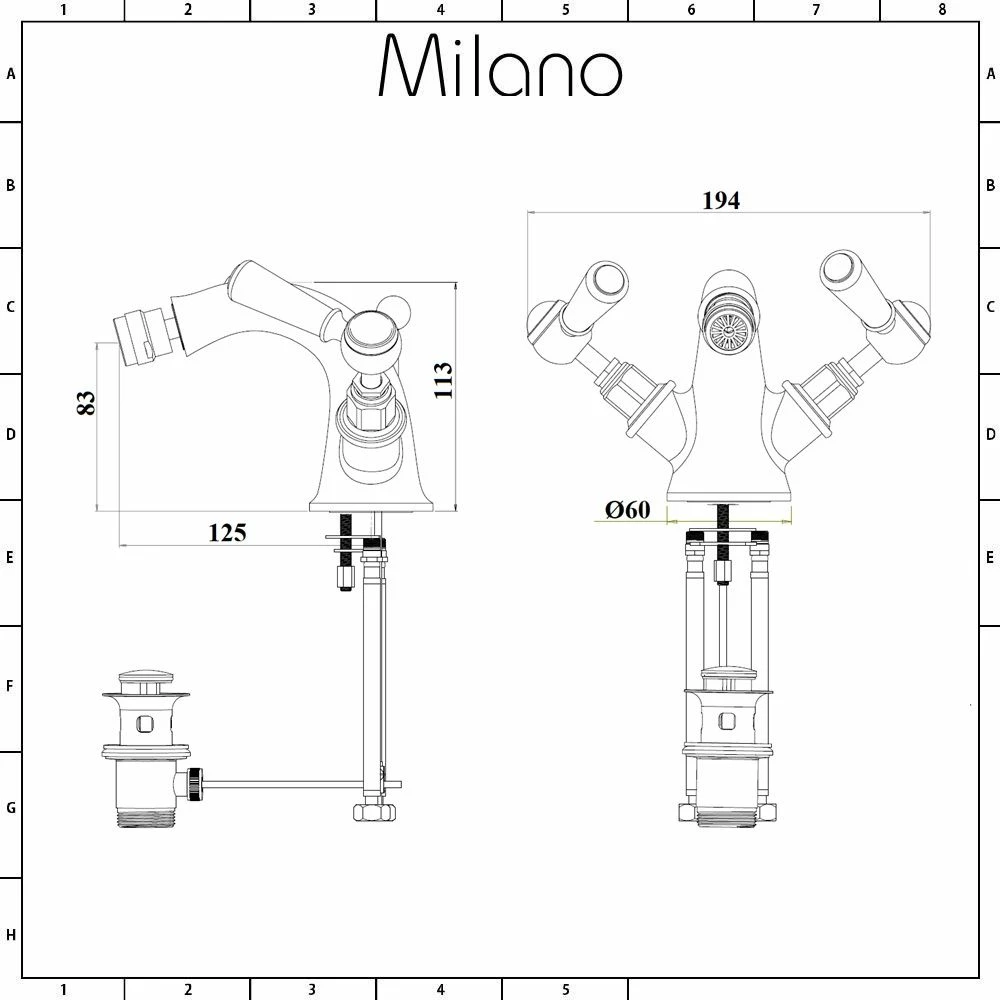 Milano Elizabeth - Traditional Lever Mono Bidet Mixer Tap - Chrome And White - Image 5